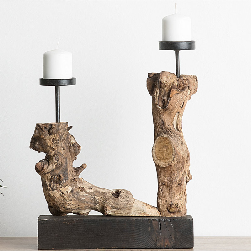 Wood Tabletop Candelabra
