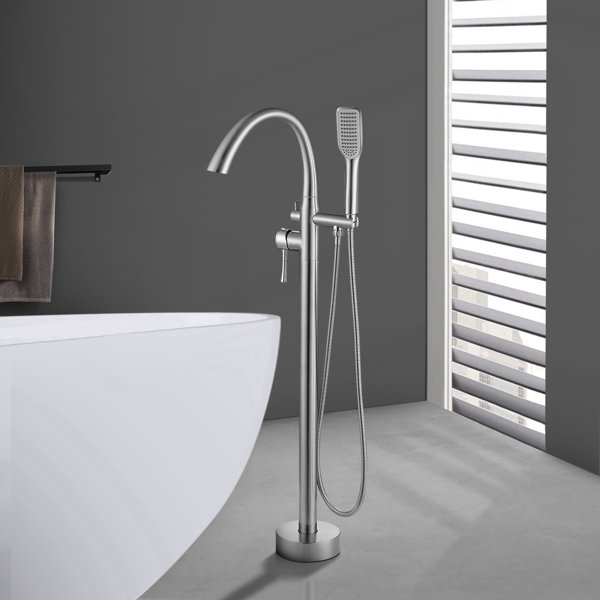 Buildingsup Robinet De Baignoire Autoportant Monocommande à Fixation Au Sol Avec Douche A Main Bfld1031