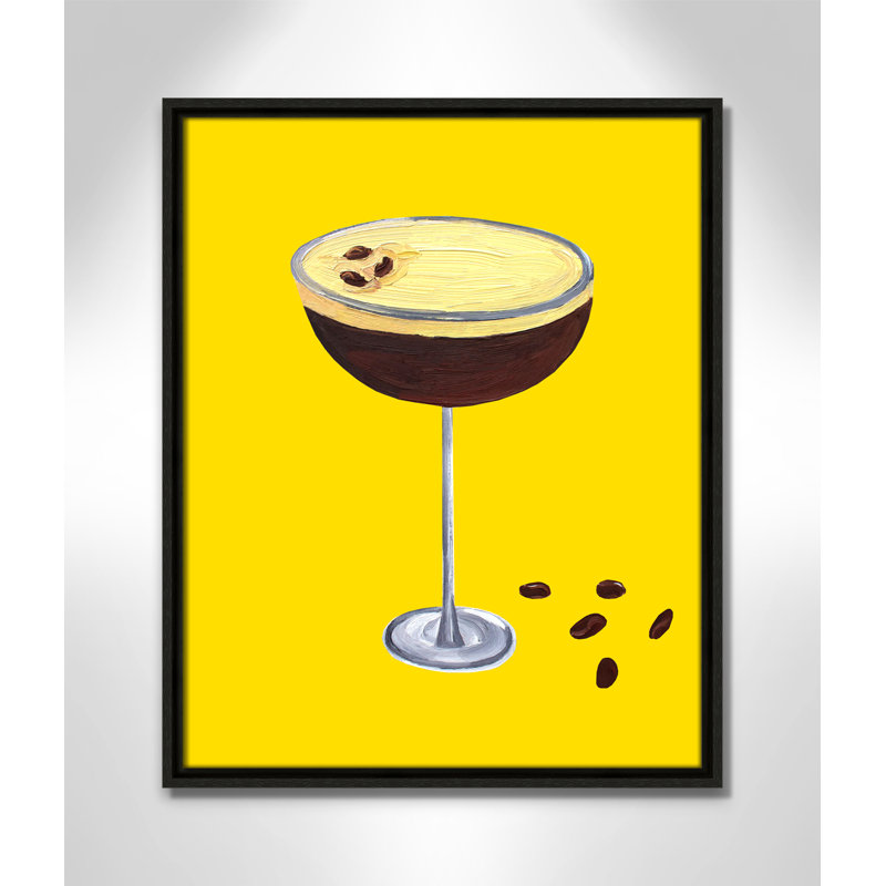 Espresso Martini Buttercup - impression jaune par Straker, H 21,5 po x l 17,5 po, Flottant espresso