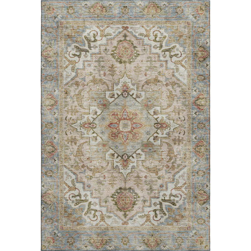 Premium Machine Washable Mayfield AMF2163 global Rug, Beige, Rectangle 2'6" x 3'10"