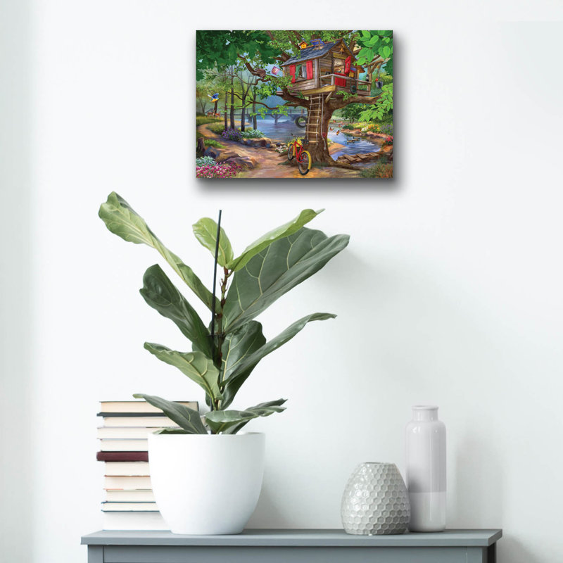 «River Tree House» par Bigelow, illustrations sur verre acrylique, H 12 po x l 16 po x P 0,13 po