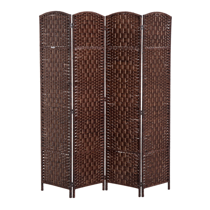 Paravent 4 panneaux Wicker Weave, Brun