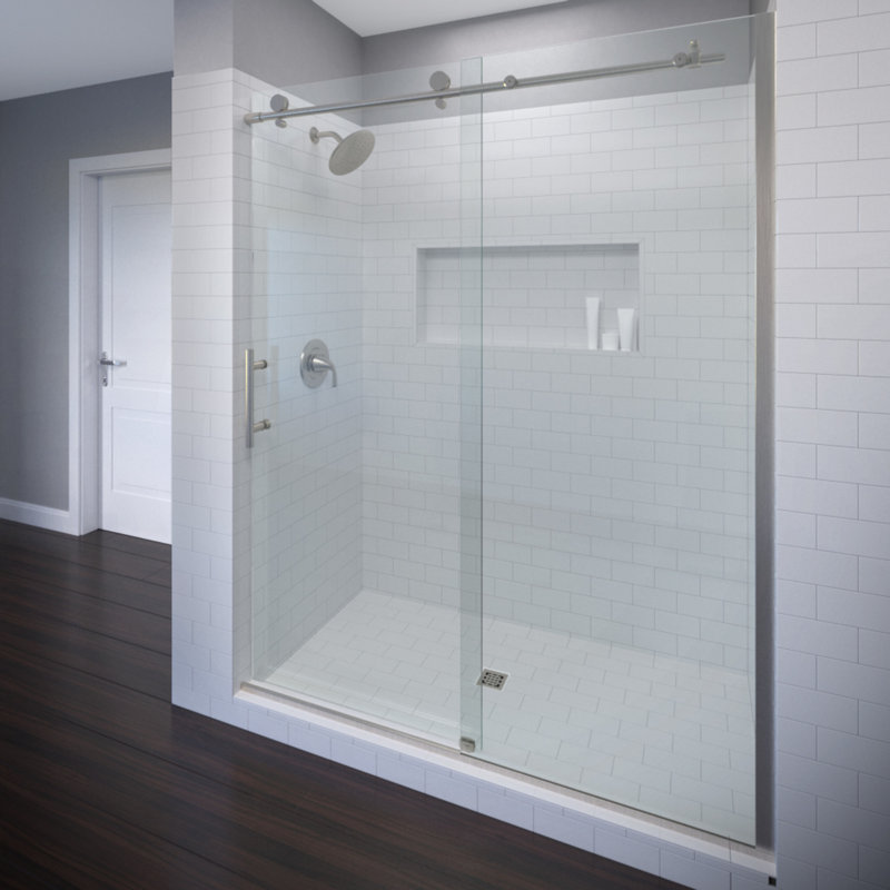 Vinesse 59'' - W x 76'' H Single Added Door Frameless Shower Door with, Chrome, Clear Glass