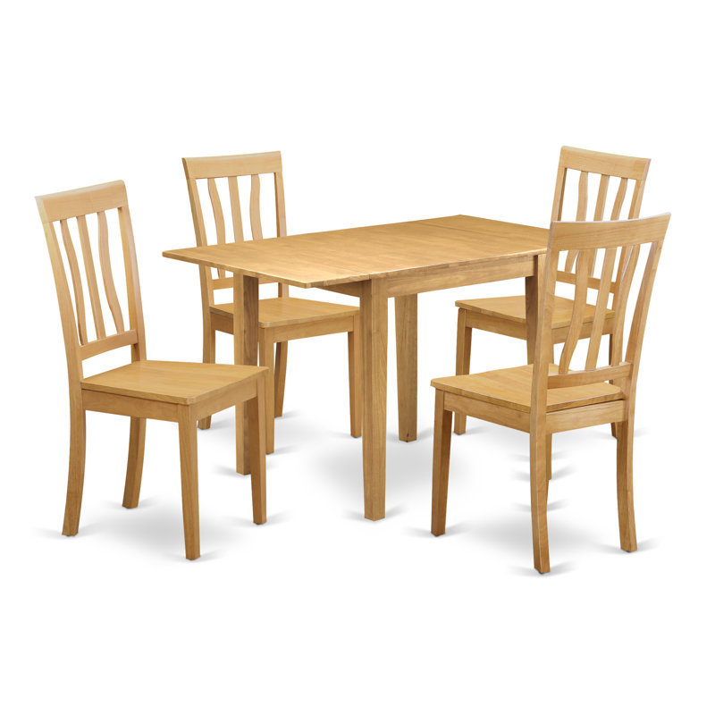 Solid Wood Top-Dining Room Set-Seats, Natural Oak, Natural Oak, 5 Pieces: 1 Table, 4 Chairs