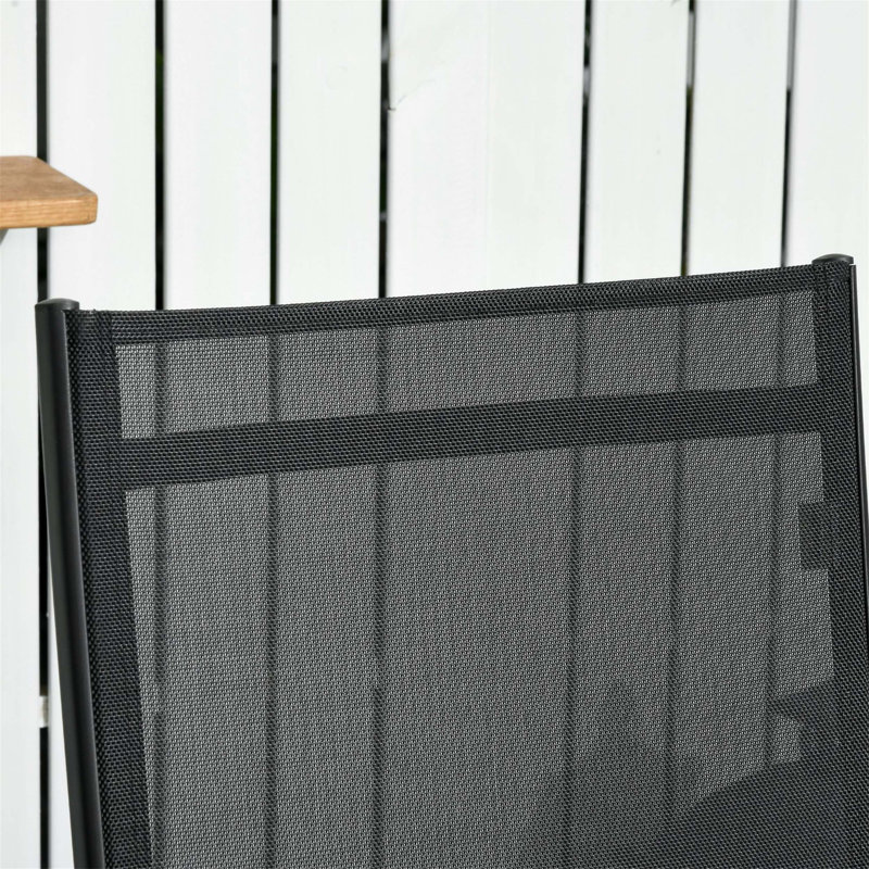 Outsunny Chaise Lounge Outdoor, 2 Piece Set With Wheels And 5 Adjustable Positions For Patio, Beach, Yard, Pool, Black
