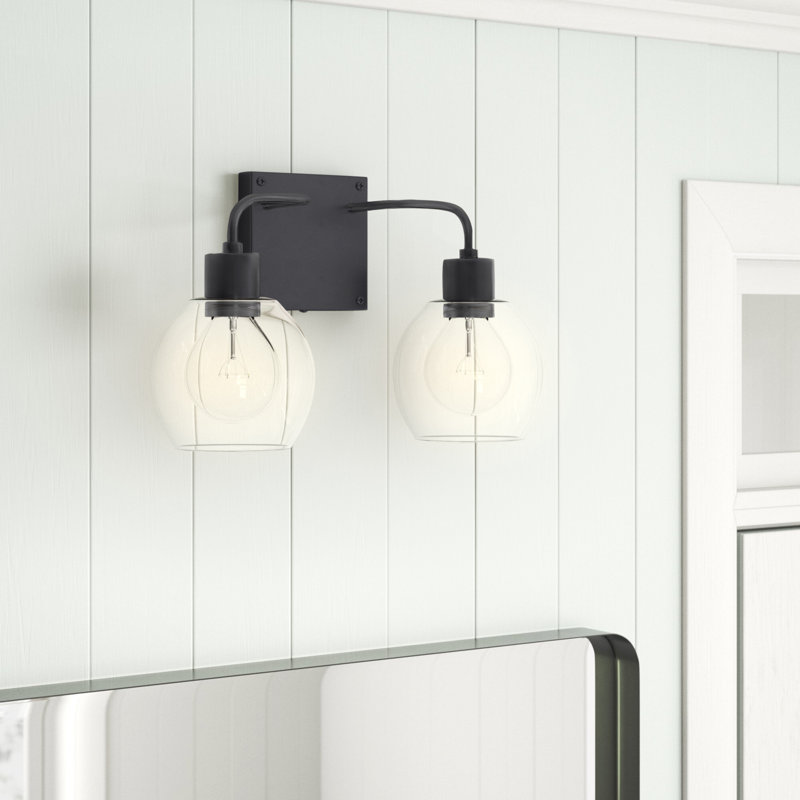 Éclairage pour salle de bain à intensité variable 2 lumières Bailey, Nickel brossé, Transparent