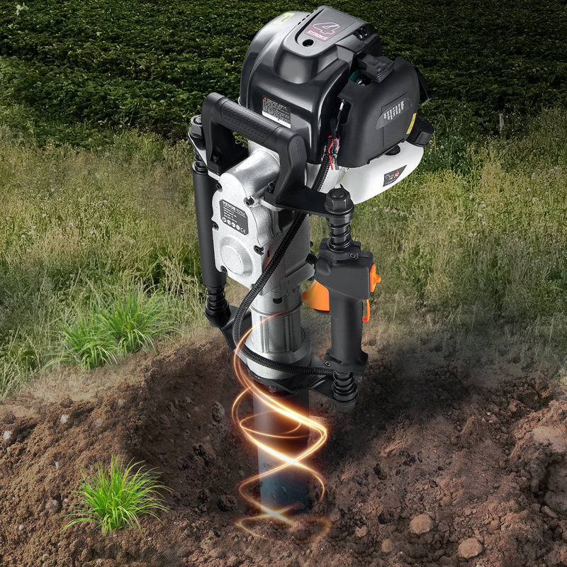 37.77cc Gas-Powered T Post Driver, 4-Stroke Engine Gasoline Fence Piling Pounder, with 2 Post Driving Head(55/70 mm) , 1000W Portable Piledriver For Farm, Ranch Fencing, Road Improvements