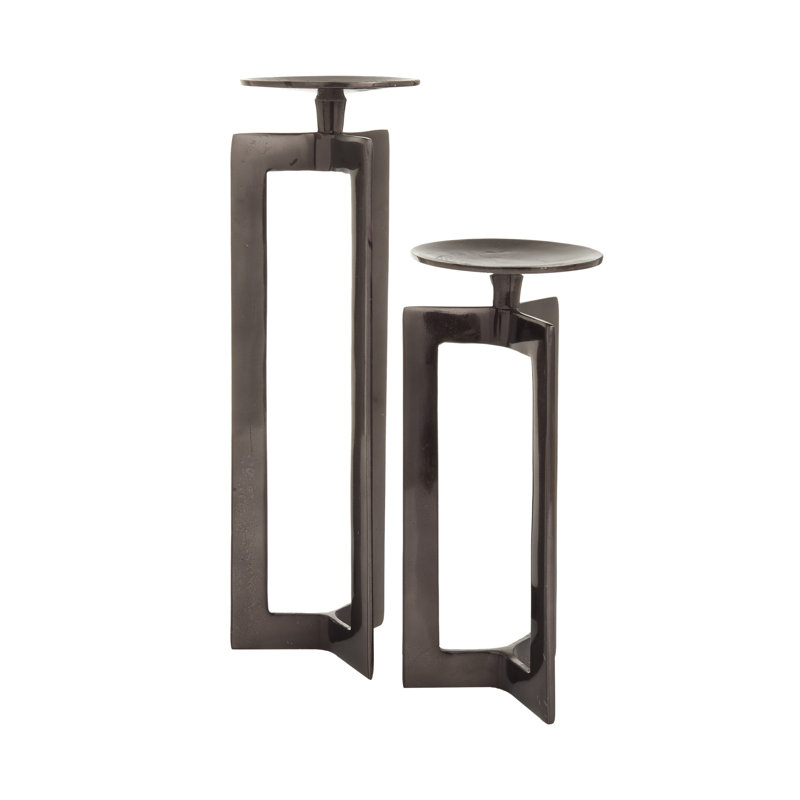 Ensemble de porte-bougie en aluminium, H 13,85 po x l 4,35 po x P 4,55 po, Bronze