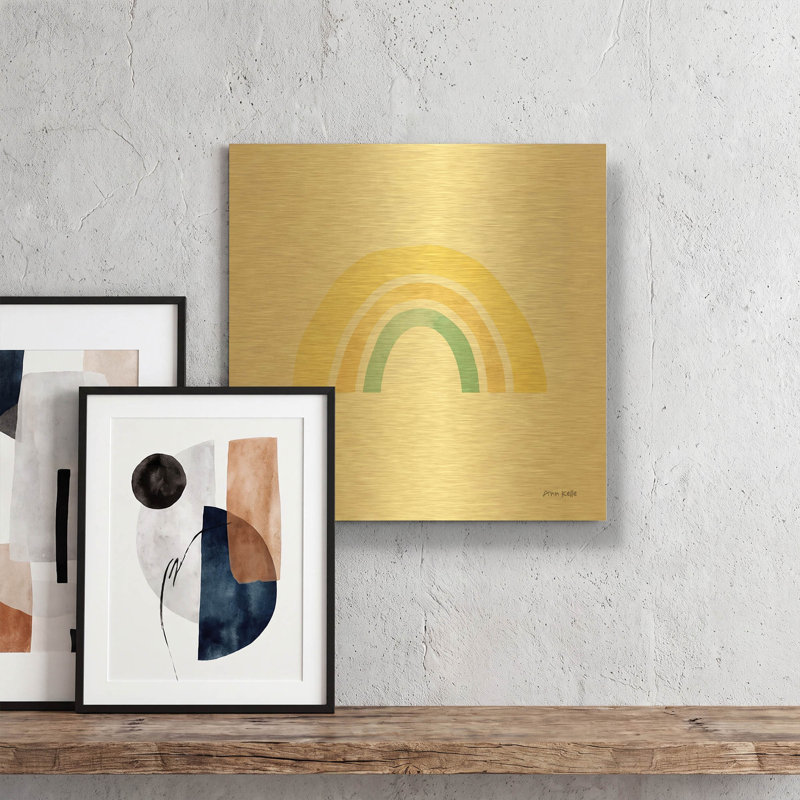 «Pastel Rainbow II» par Ann Kelle, art mural en métal doré, 12 po x 12 po, 12 po x 12 po