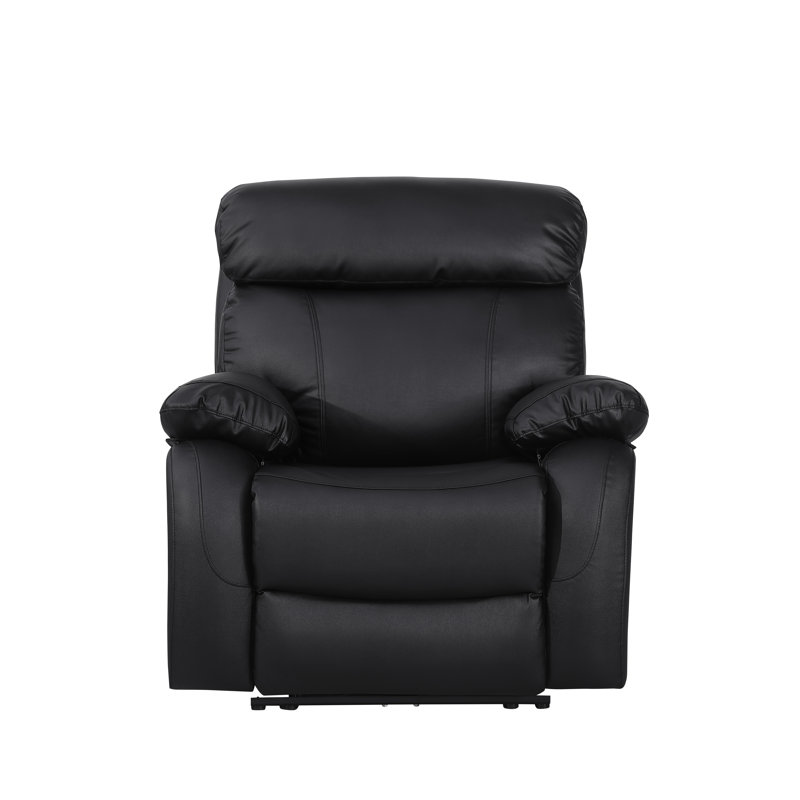 Avrielle Faux Leather Power Recliner, Black Faux Leather