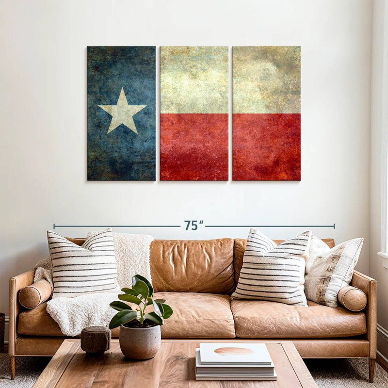 «Texas Texas Wall Art», reproduction d'art sur toile, H 36 po x l 57 po x P 1,25 po