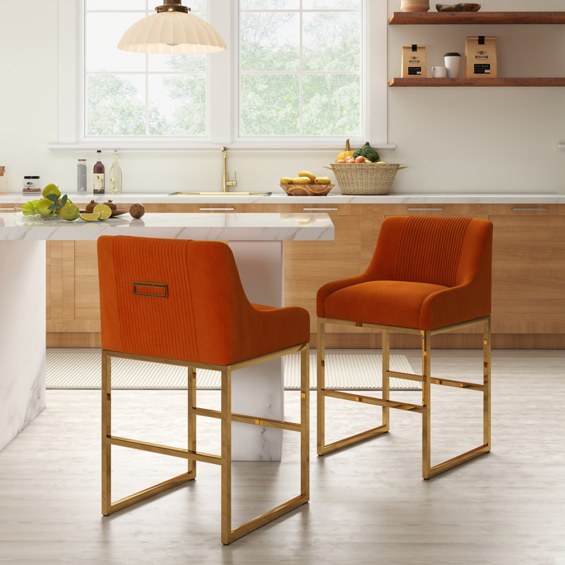 Tabouret de comptoir 26 po Zanthia, Orange, 2