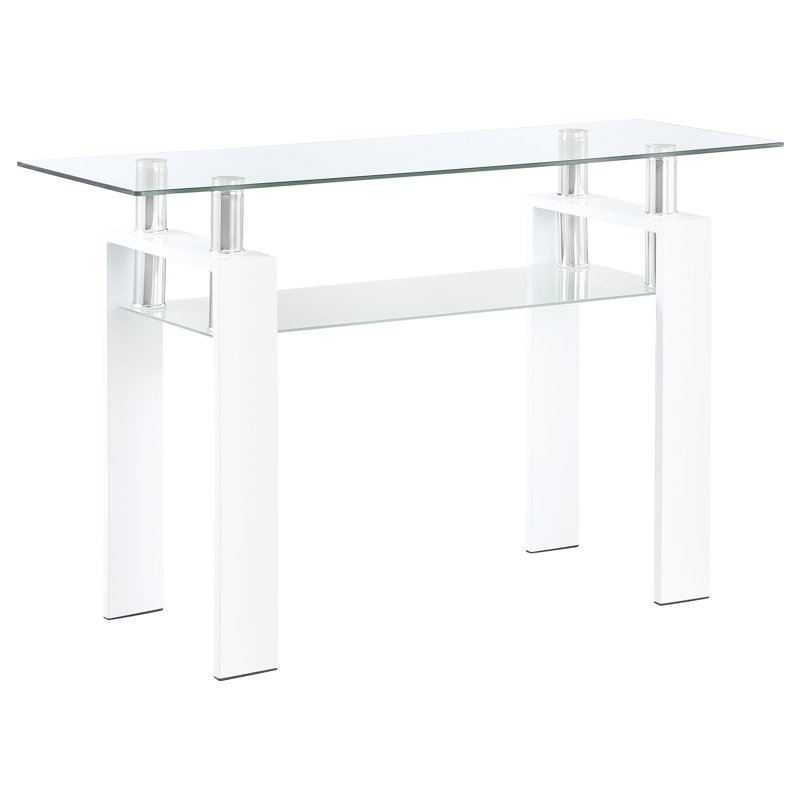 Console de canapé d'entrée en verre Dyer, Blanc