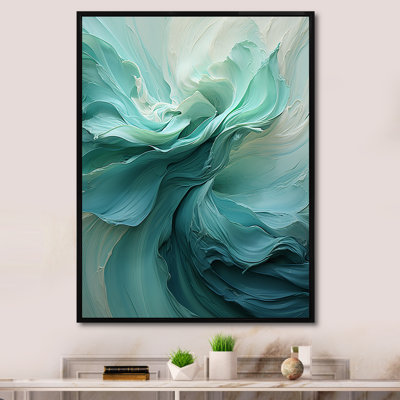 Green And White Soft Ink Spirals - Abstract Spirals Wall Art