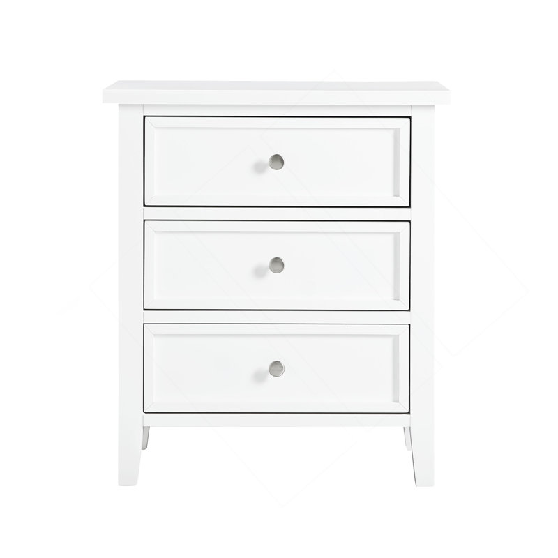Table de chevet 3 tiroirs, Blanc