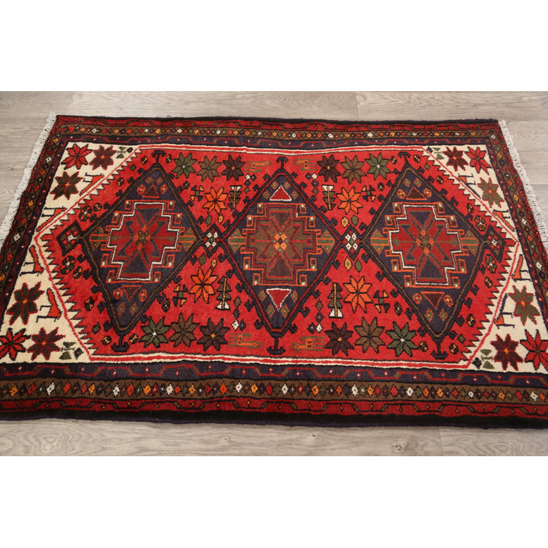 One-of-a-Kind 3'4" X 4'11" New Age Wool Area Rug in Red