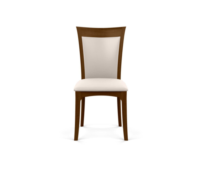 Morgan Leather Dining Chair, White, Natural Walnut