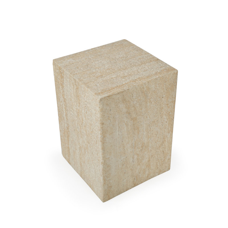 Outdoor Faux Stone Pedestal Side Table, Brown