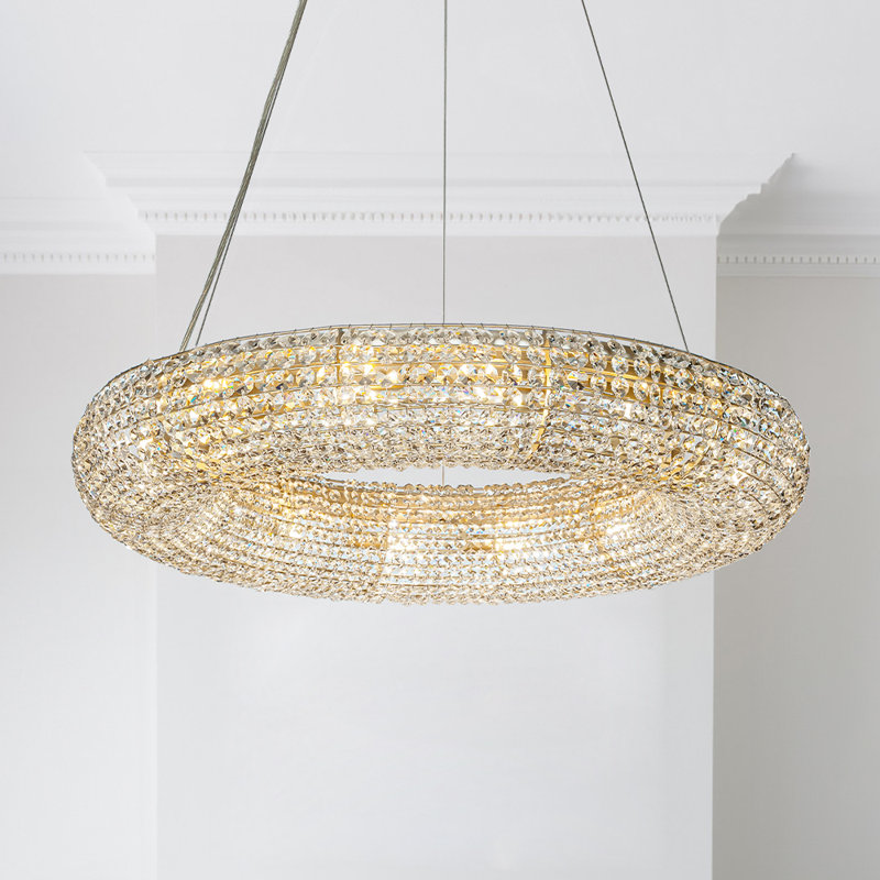 Lustre de luxe en cristal antique à 14 lumières de style roue de chariot de luxe Desern