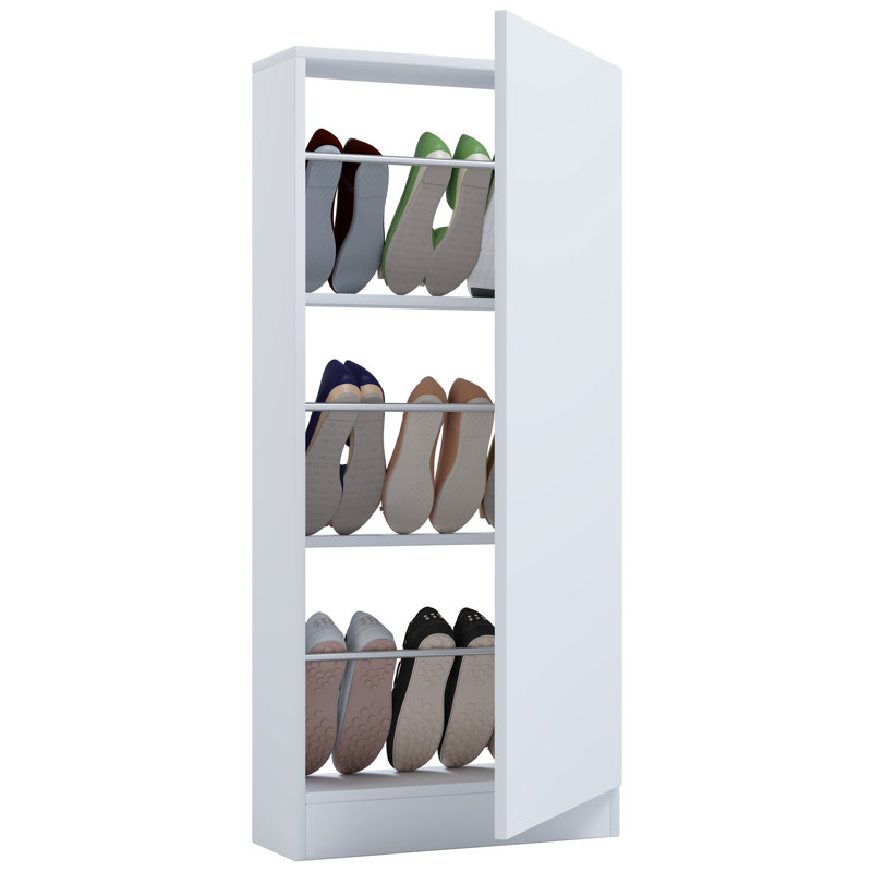 6 Pair Shoe Storage Cabinet, White