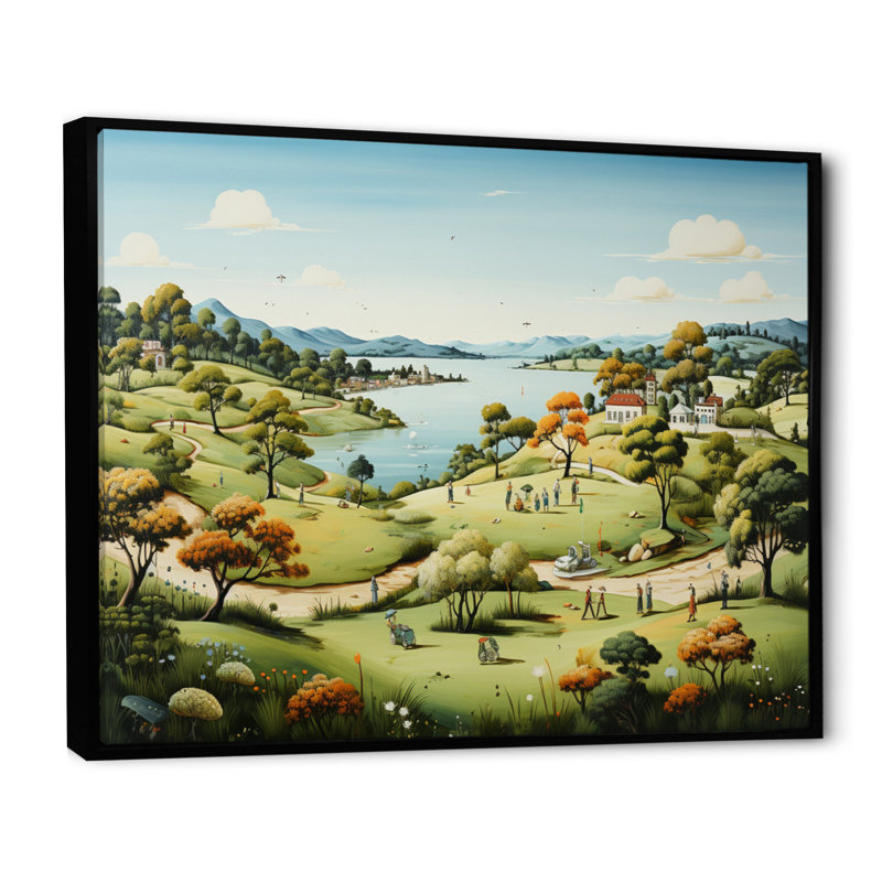 «Country Club Croquet Garden I», reproduction sur toile, H 30 po x l 40 po x P 1,5 po, Cadre flottant noir