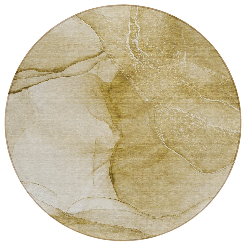 Kyrie Washable Abstract Indoor / Outdoor Rug, Round 8'
