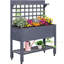 41" Raised Garden Bed With Trellis On Wheels, Wooden Elevated Planter Box With Legs And Bed Liner, For Flowers, Herbs & Vegetables