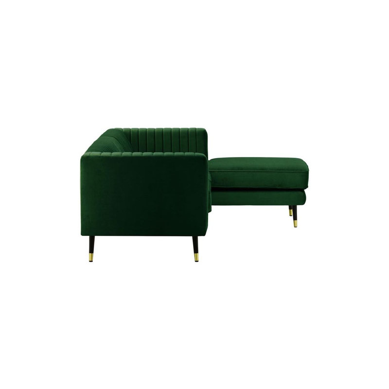 Monaville 4 Seater Velvet Sofa & Chaise, Green, Right Hand Facing