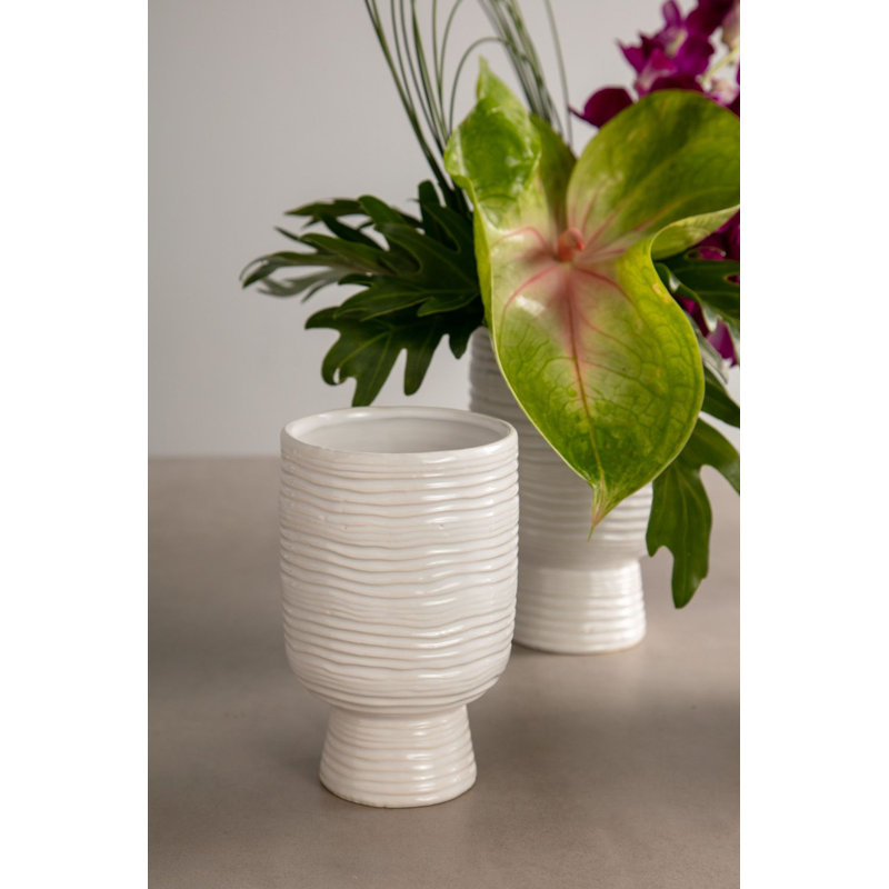 Canella Handmade Ceramic Table Vase, 6.5" H x 4" W x 4" D