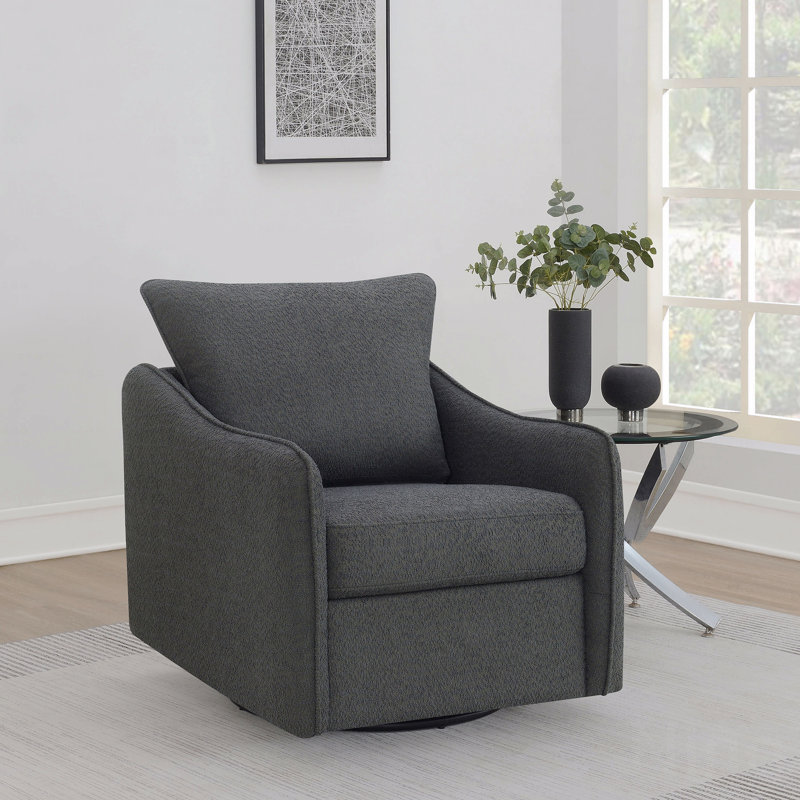 Fauteuil d'appoint pivotant rembourré en tissu, Gris