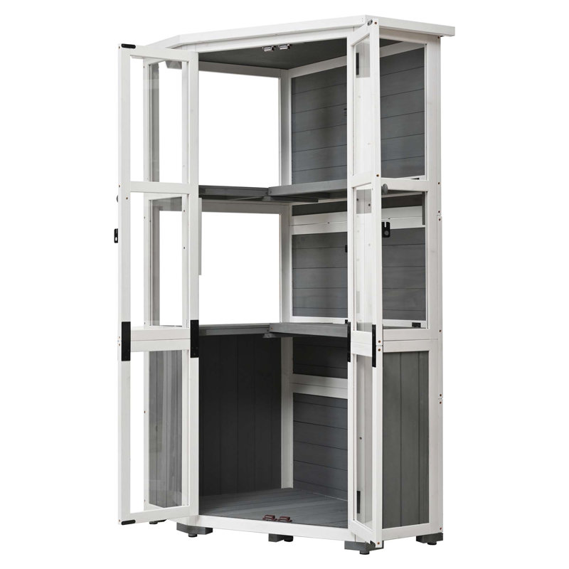 Armoire de rangement en bois pour l'extérieur, Gris