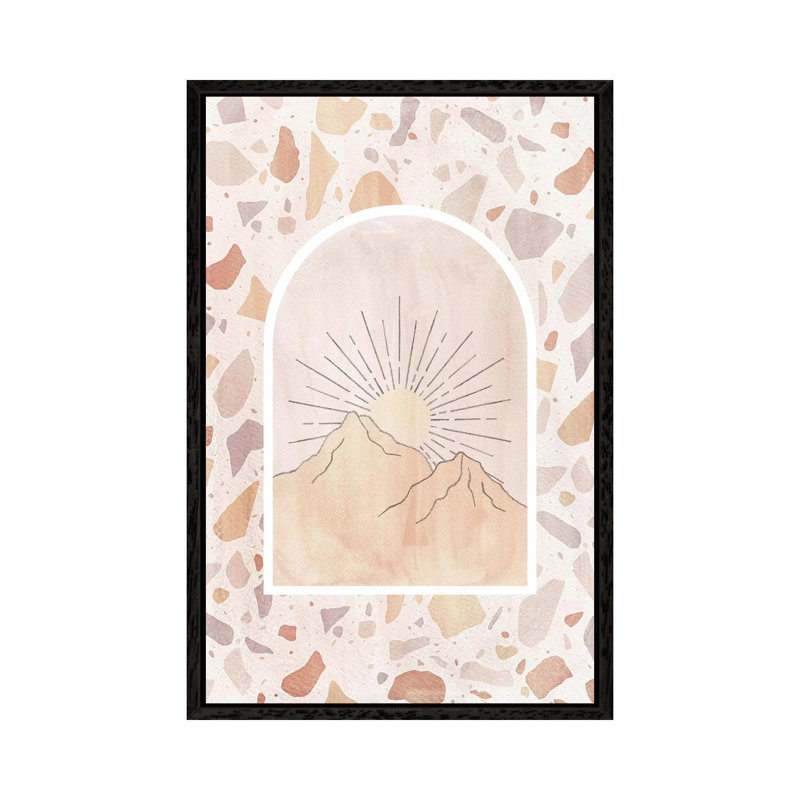 Terrazzo Boho Sunrise by Whales Way - Painting on Canvas, 101.6cm H x 66.04cm W x 3.81cm D, Black Framed