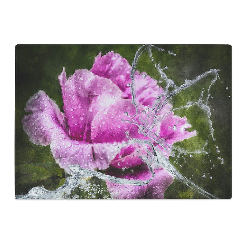 Purple Peony Flower Vol.2 Painting Chopping Board, 0.4cm H x 28.5cm W x 39cm L