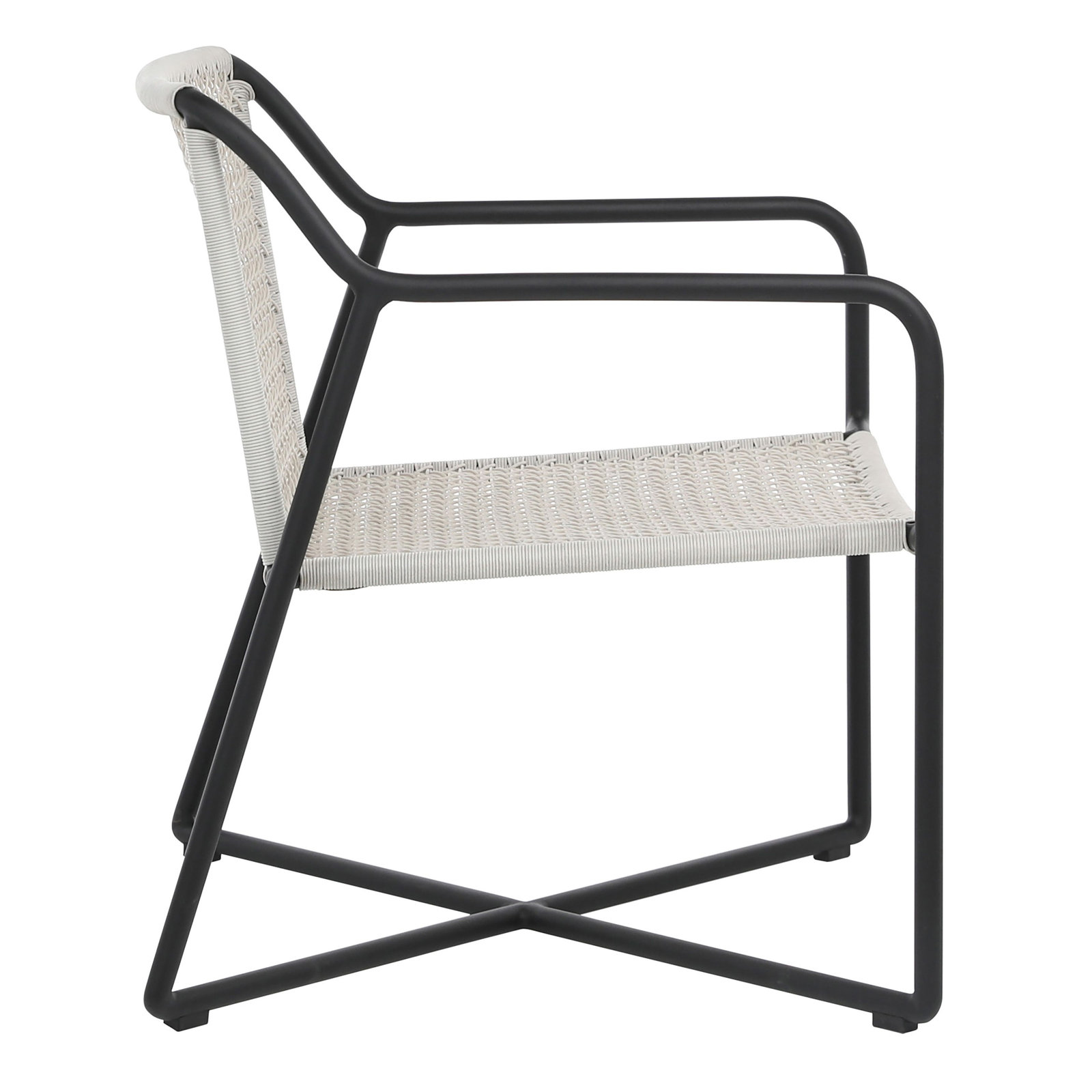 Augustina Indoor-Outdoor Gray and Black Woven Rope and Iron Occasional Chair