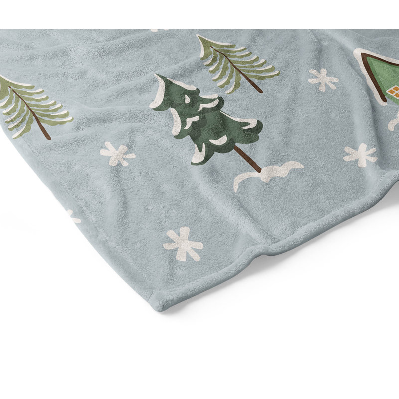 Couverture en velours de polaire Downhill, L 80 po x l 60 po, Bleu géométrique