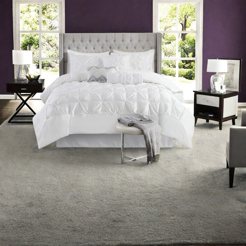 Ensemble de literie élégant en polyester blanc, design moderne pour la chambre à coucher