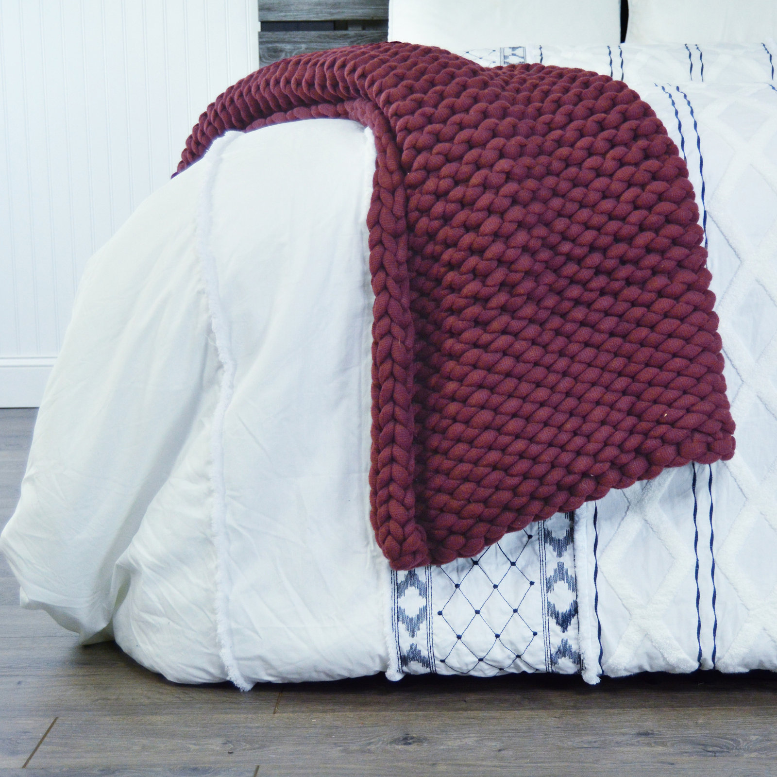 Maxine Knit Throw Blanket, Burgundy