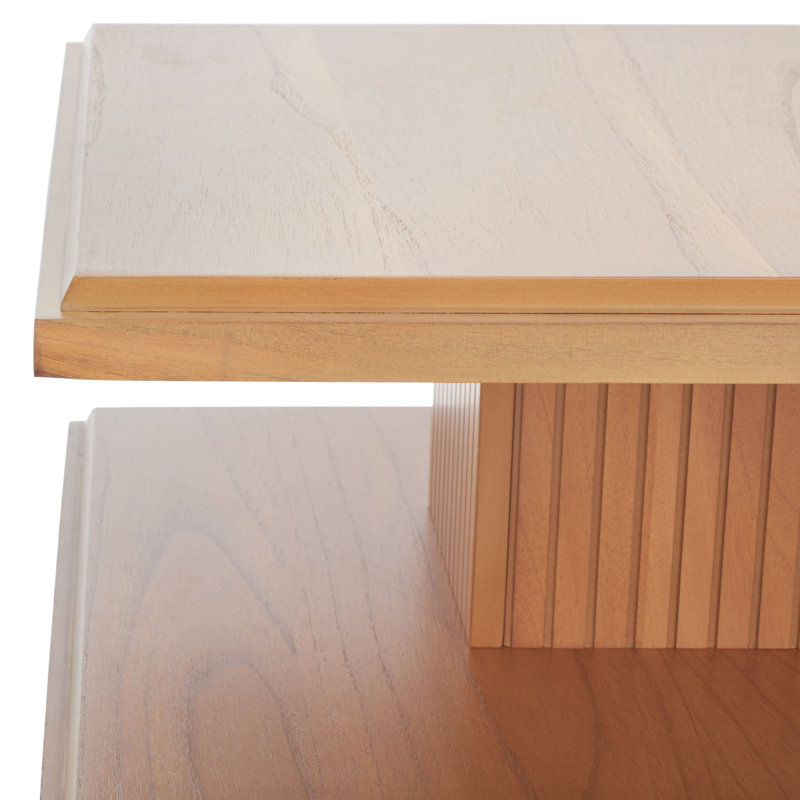Table de bout en bois massif avec rangement Paddy, Brun pâle