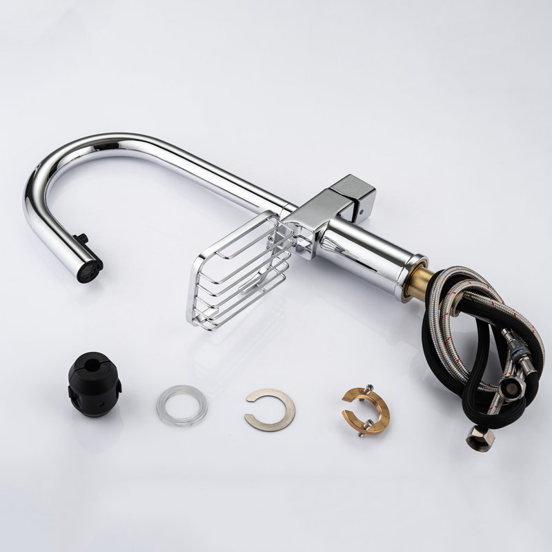 High - Arc Pull Down Kitchen Faucet Of Stainless Steel, Single Hole Design, Dual Spray Modes, 360 Rotation And Leak Ceramic Cartridge Tenacity With 304 Flexibility Quick Setup For Rustic Kitchens