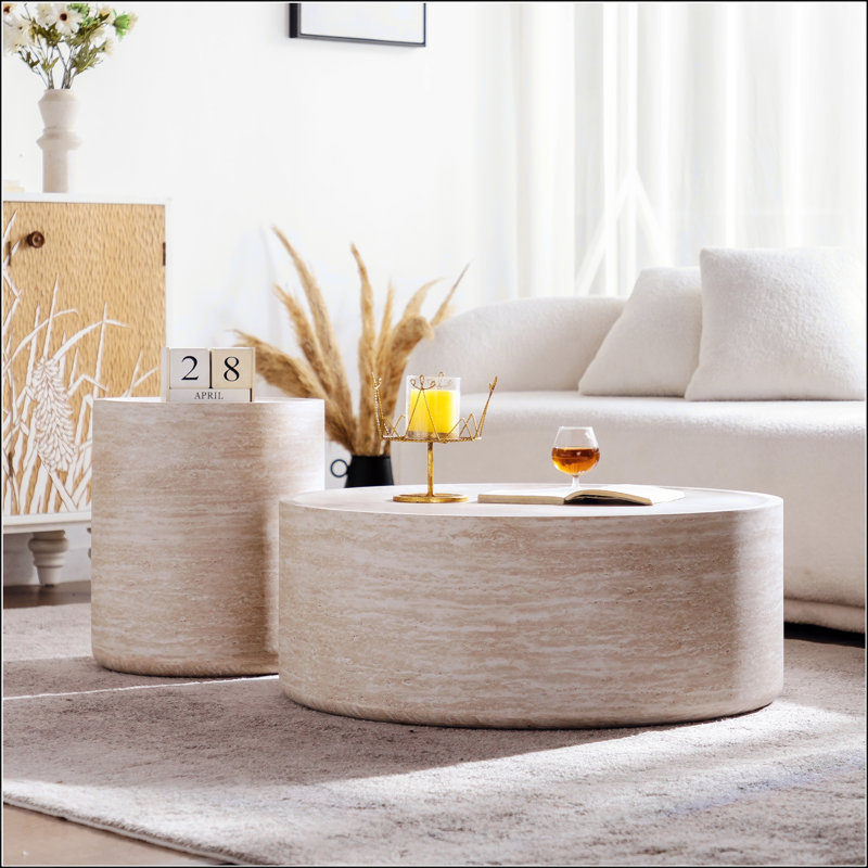 Table basse de 39,37 pouces avec motif Mars, sans assemblage requis, parfaite pour les salons modernes et contemporains