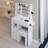 29.2" Small Size Left Drawer Desktop Vanity Table + Cushioned Stool, 2 AC+2 USB Power Station, Hair Dryer Bracket, Extra Large Touch Control Sliding LED Mirror, Tri-Color Switching, Brightness Adjust, Makeup Vanity-1167825462