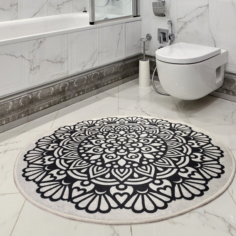 Tapis de bain antibactérien, 39,4 po de diamètre, 100% polyester, 0,4 po de hauteur | Dessous antidérapant, lavable à la machine à 86 ° F | Doux, durable et facile à nettoyer | Parfait pour la salle de bain, la douche et le spa | Élégant et fonct
