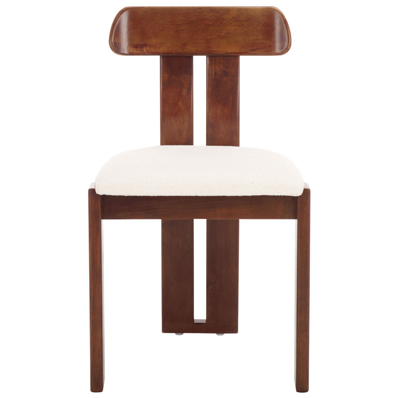 Cayde Boucle Seat Dining Chair, Cream/Walnut