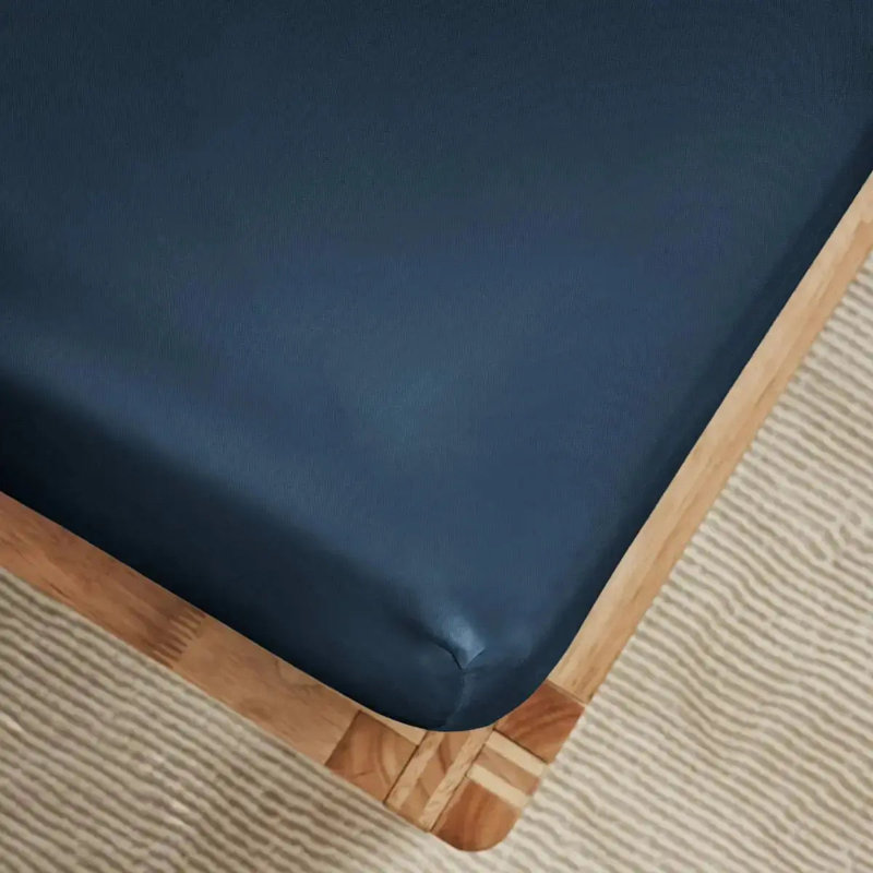Luxe CleanBamboo® Sateen+ Fitted Sheet, Navy, King Fitted Sheet