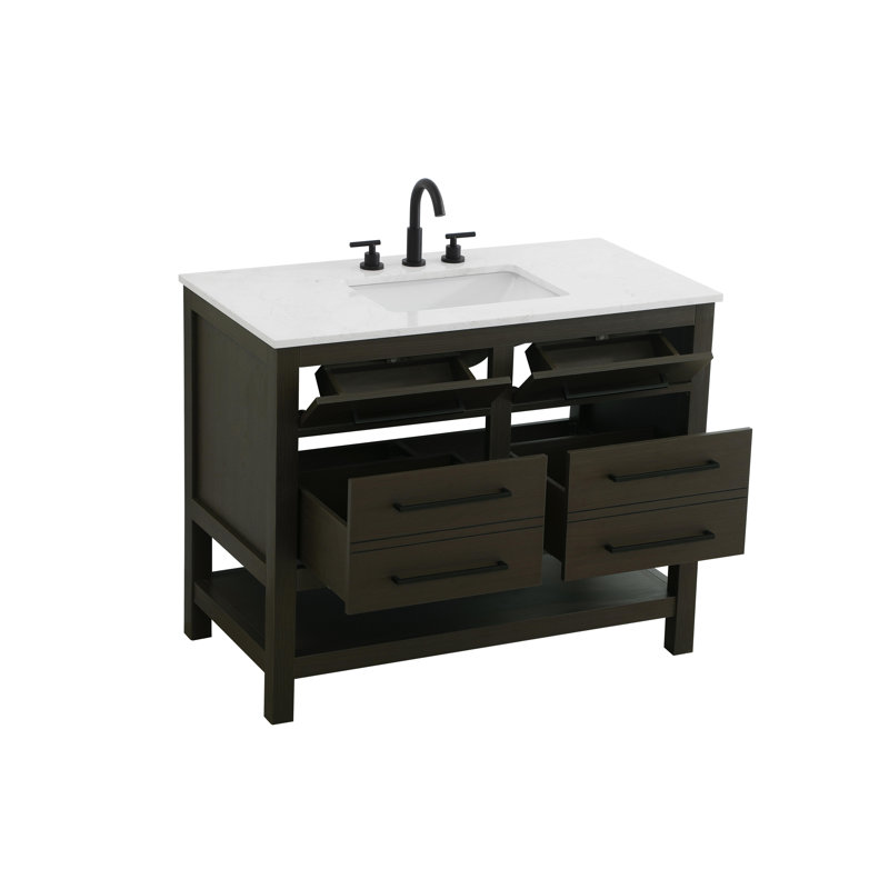 Meuble-lavabo simple 42 po_Moderne_VF60542, Brun moka