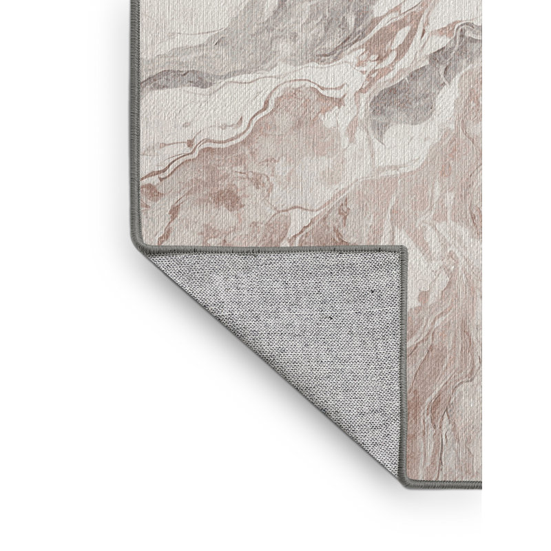 Machine Washable Gray Area Rug, Round 4'