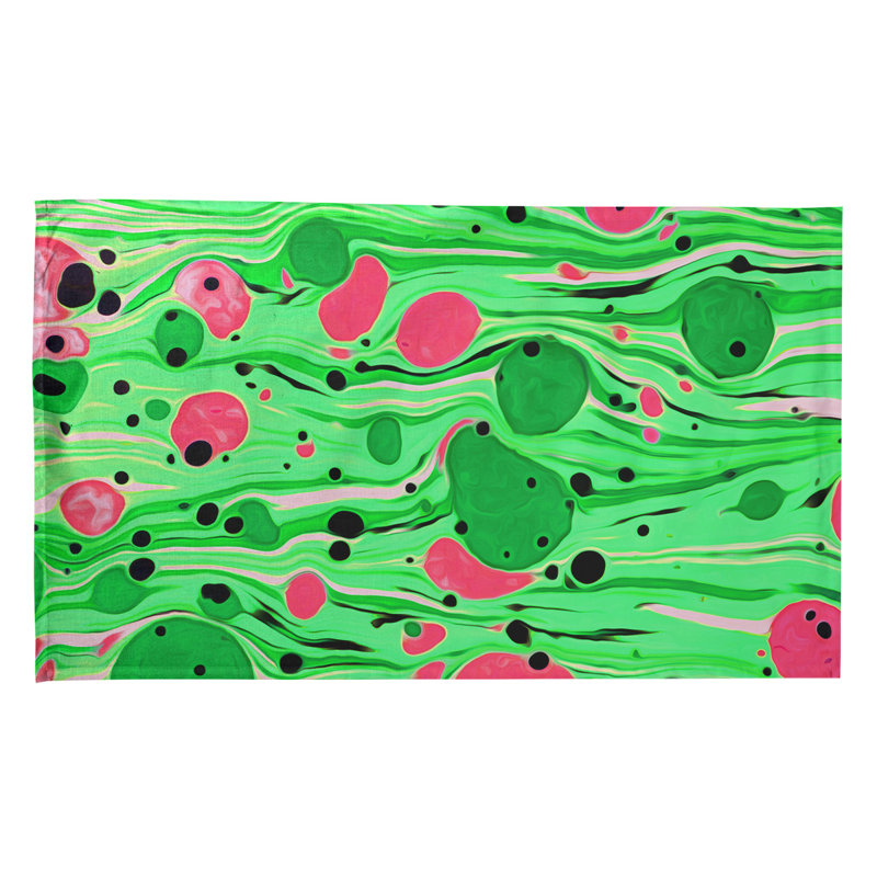 Serviette de thé à tourbillons paint, Vert, Sergé de coton
