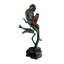 Statue de fille sur vigne en bronze NIFao - Grande sculpture intérieure / extérieure, coulée de cire perdue fabriquée à la main, détail de jeune fille avec oiseau et pomme de pin, décoration de jardin, de patio et de luxe 26 po x 24 po x H 53 po