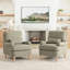 Fauteuil d'appoint rembourré Rickon, avec accoudoirs arrondis et coussin lombaire, pour salon, chambre à coucher ou bureau à domicile-129513836