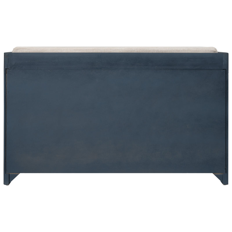 Storage Bench with Removable Basket & 2 Drawers - Fully Assembled Shoe Bench with Removable Cushion, Navy
